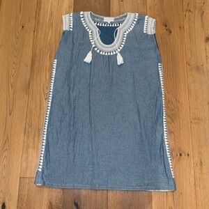 Mi Golondrina Hand Embroidered Tasseled Blue Dress